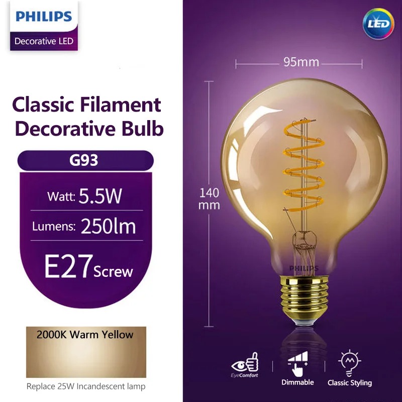 Philips Bulb Led Classic - Lampadina LED Philips G93 a Filamento
